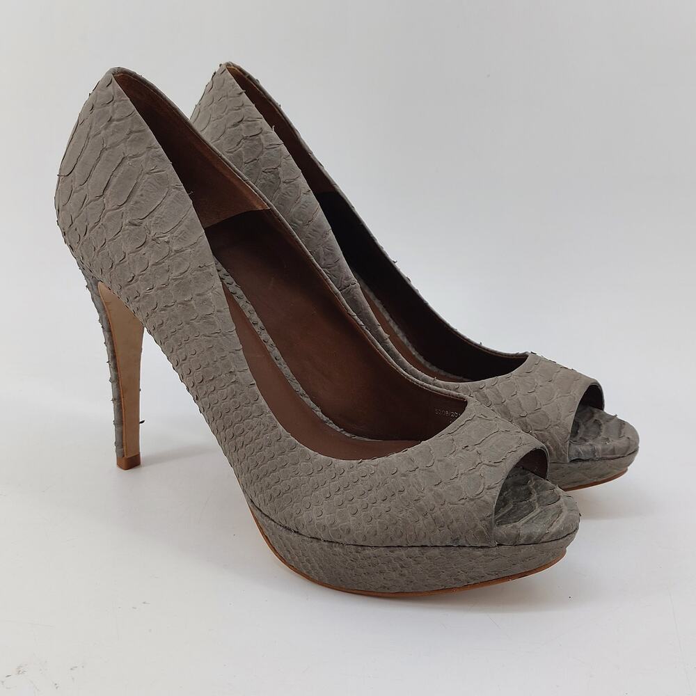 Zara Snake Embossed Animal print Pumps High Heels Open Toe Size 39 - Picture 3 of 14